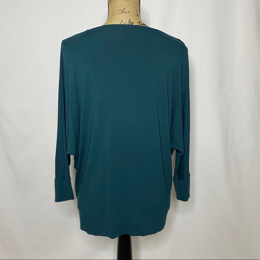 Eileen Fisher Teal Blue Draped Blouse Top - Picture 5 of 7